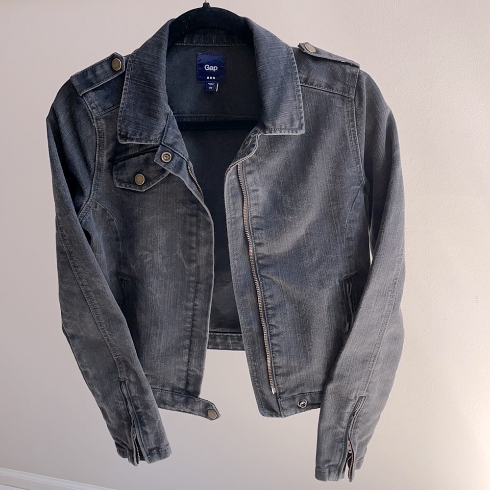 - Gap black denim moto jacket